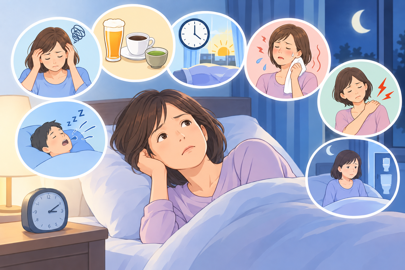 夜中に何度も起きる原因は？50代女性の睡眠改善と対策